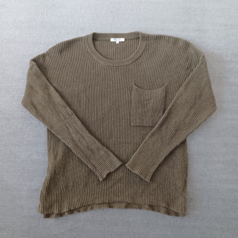 Madewell Thompson‎ Pocket Pullover Sweater Army Green Womens Large Comfy Cozy